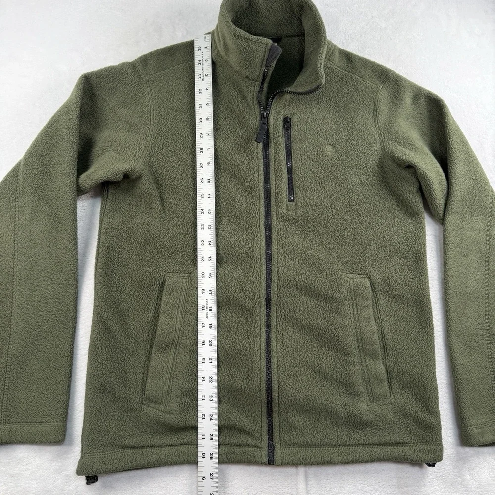 Timberland Outdoor Full Zip Fleece Jacket Men's Small Green Chest Pocket Spruce